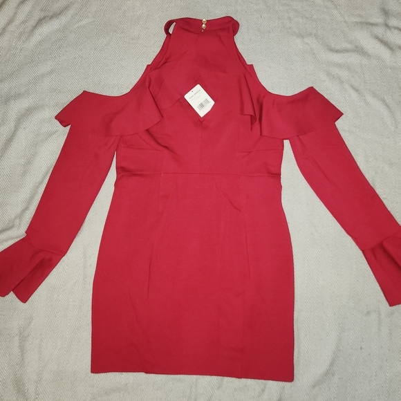 Free People Red Cold Shoulder Dress size Large New With Tags - Picture 2 of 8